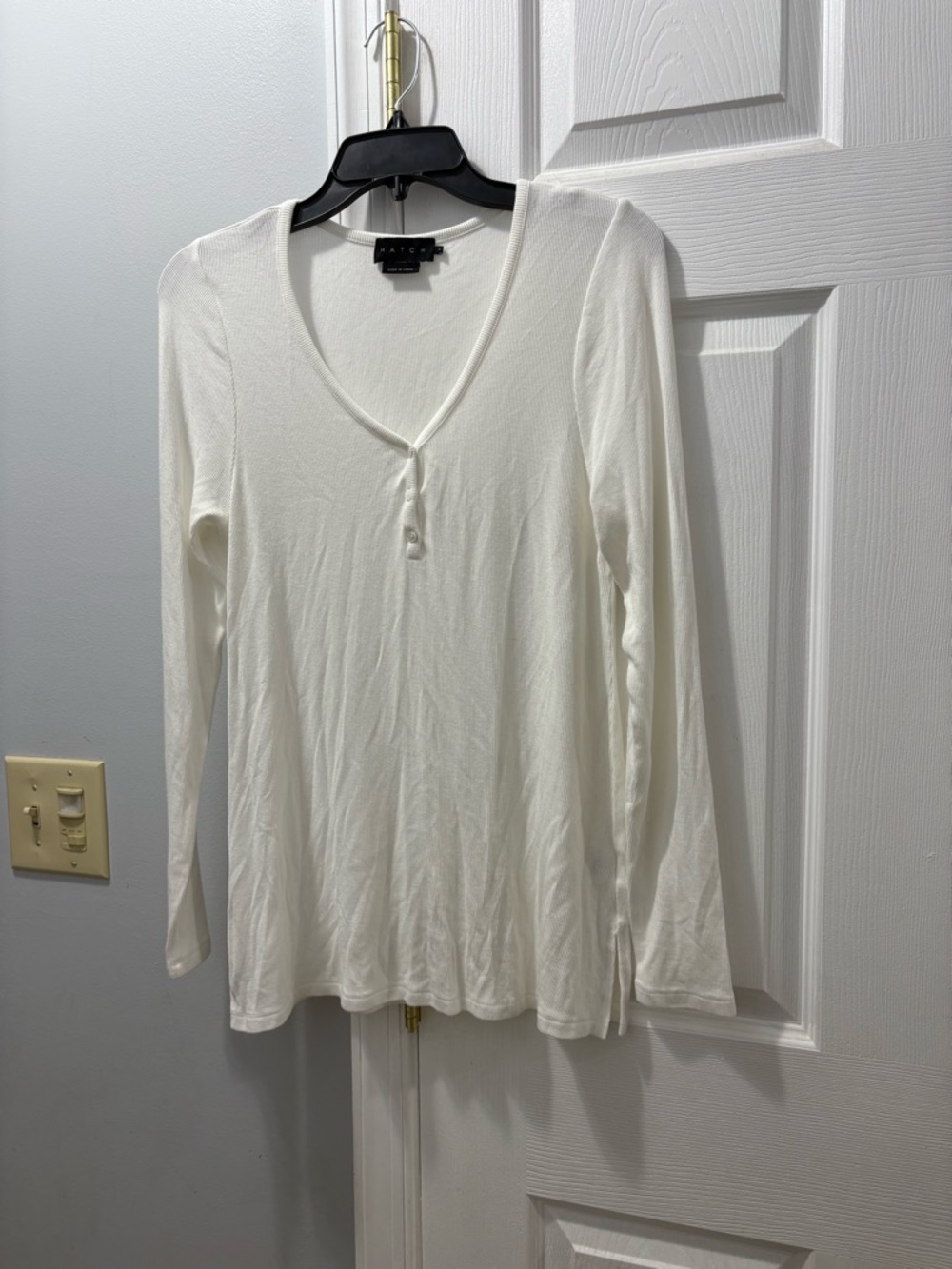 Hatch The Softest Rib Nursing Henley In White Size 1/ Small